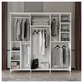 GuneyStore Roma 6 Kapaklı Beyaz Aynalı Gardırop