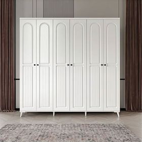 GuneyStore Roma 6 Kapaklı Komple MDF Beyaz Gardırop