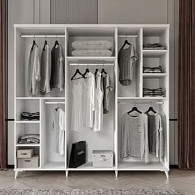 GuneyStore Roma 6 Kapaklı Komple MDF Beyaz Gardırop
