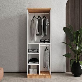 GuneyStore Rosa 2 Kapaklı Aynalı Atlantik Çam Beyaz Gardırop