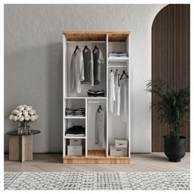 GuneyStore Rosa 3 Kapaklı Atlantik Çam Beyaz Gardırop