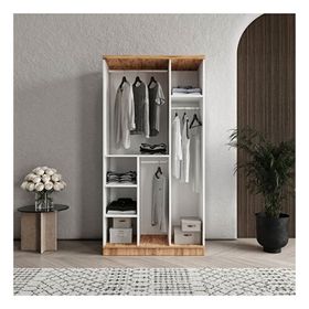 GuneyStore Rosa 3 Kapaklı Aynalı Atlantik Çam Beyaz Gardırop