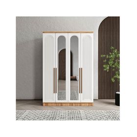 GuneyStore Rosa 4 Kapaklı Aynalı Atlantik Çam Beyaz Gardırop