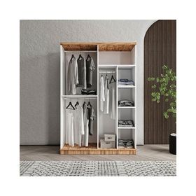 GuneyStore Rosa 4 Kapaklı Aynalı Atlantik Çam Beyaz Gardırop