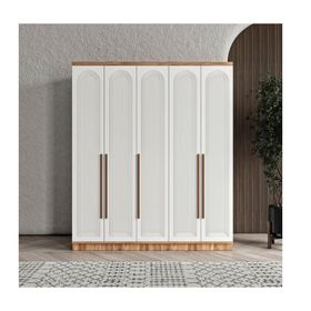 GuneyStore Rosa 5 Kapaklı Aynalı Atlantik Çam Beyaz Gardırop