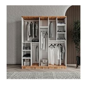 GuneyStore Rosa 5 Kapaklı Aynalı Atlantik Çam Beyaz Gardırop