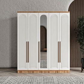 GuneyStore Rosa 5 Kapaklı Komple MDF Aynalı Gardırop