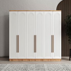 GuneyStore Rosa 6 Kapaklı Atlantik Çam Beyaz Gardırop