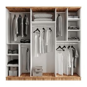 GuneyStore Rosa 6 Kapaklı Aynalı Atlantik Çam Beyaz Gardırop