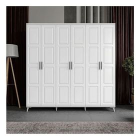 GuneyStore Safir 6 Kapaklı Beyaz Gardırop