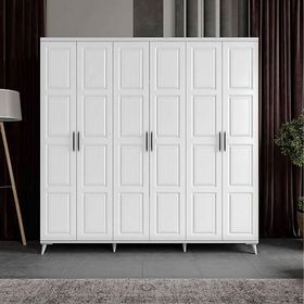 GuneyStore Safir 6 Kapaklı Komple MDF Beyaz Gardırop