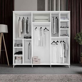 GuneyStore Safir 6 Kapaklı Komple MDF Beyaz Gardırop