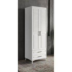 GuneyStore Sanat 2 Kapaklı Çekmeceli Beyaz Gardırop