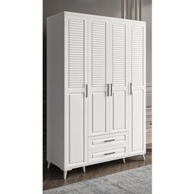 GuneyStore Sanat 4 Kapaklı Komple MDF Beyaz Gardırop