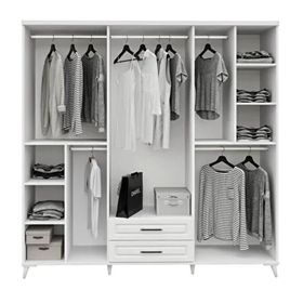 GuneyStore Sanat 6 Kapaklı Aynalı Beyaz Gardırop