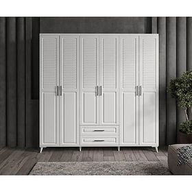 GuneyStore Sanat 6 Kapaklı Komple MDF Beyaz Gardırop