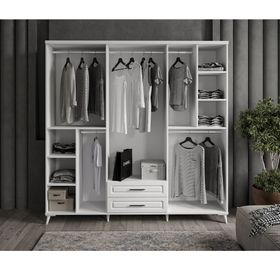 GuneyStore Sanat 6 Kapaklı Komple MDF Beyaz Gardırop