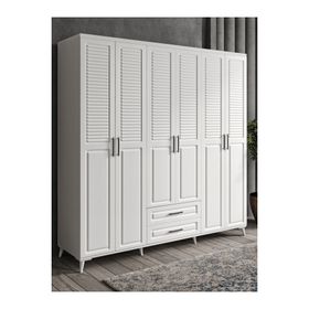GuneyStore Sanat 6 Kapaklı Komple MDF Beyaz Gardırop