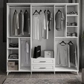 GuneyStore Sanat Aynalı 6 Kapaklı Komple Mdf Gardırop