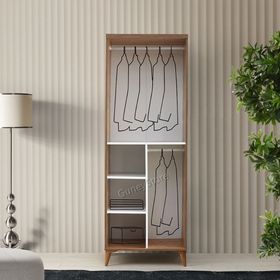 GuneyStore Sport 2 Kapaklı Komple Mdf Atlantik Çam Beyaz Gardırop