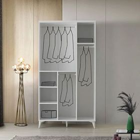 GuneyStore Sport 3 Kapaklı Beyaz Gardırop