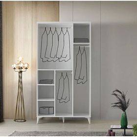 GuneyStore Sport 3 Kapaklı Komple Mdf Beyaz Gardırop