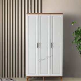 GuneyStore Sport 3 Kapaklı MDF Atlantik Çam Beyaz Gardırop