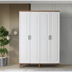 GuneyStore Sport 4 Kapaklı Atlantik Çam Beyaz Gardırop