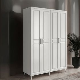 GuneyStore Sport 4 Kapaklı Komple Mdf Beyaz Gardırop
