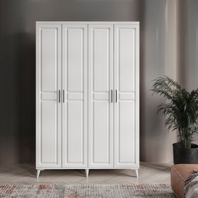 GuneyStore Sport 4 Kapaklı Komple Mdf Beyaz Gardırop