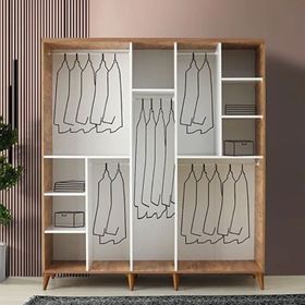 GuneyStore Sport 5 Kapaklı Atlantik Çam Beyaz Gardırop