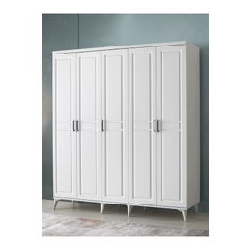 GuneyStore Sport 5 Kapaklı Komple Mdf Beyaz Gardırop