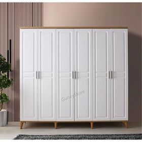 GuneyStore Sport 6 Kapaklı Atlantik Çam Beyaz Gardırop