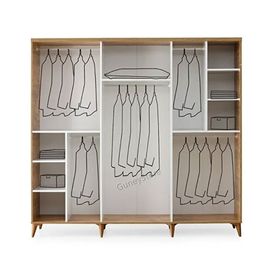 GuneyStore Sport 6 Kapaklı Atlantik Çam Beyaz Gardırop