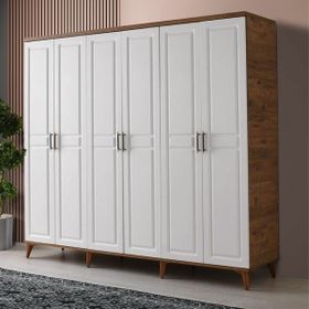 GuneyStore Sport 6 Kapaklı Atlantik Çam Beyaz Gardırop