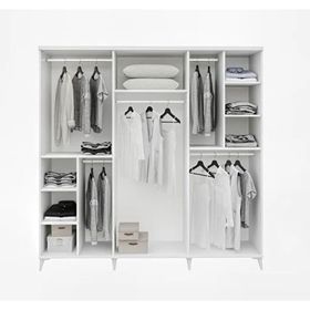 GuneyStore Sport 6 Kapaklı Aynalı Antrasit Beyaz Gardırop
