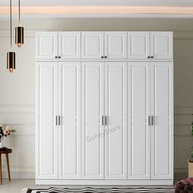 GuneyStore Sport 6 Kapaklı Yüklüklü Beyaz Gardırop