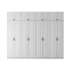 GuneyStore Sport 8 Kapaklı Yüklüklü Komple MDF Beyaz Gardırop