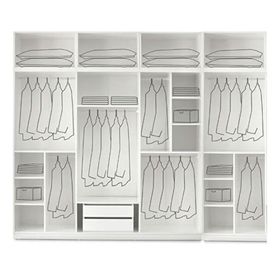 GuneyStore Sport 8 Kapaklı Yüklüklü Komple MDF Beyaz Gardırop