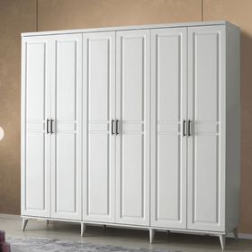 GuneyStore Sport Beyaz 6 Kapaklı Komple Mdf Gardırop