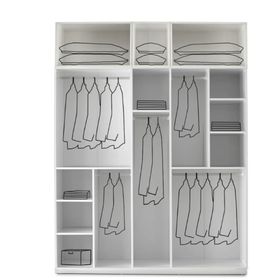 GuneyStore Sport Komple MDF 5 Kapaklı Yüklüklü Beyaz Gardırop