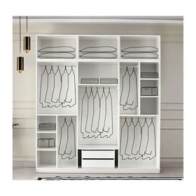 GuneyStore Sport Komple MDF 6 Kapaklı Yüklüklü Beyaz Gardırop