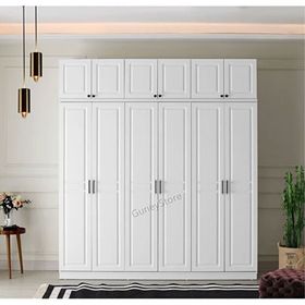 GuneyStore Sport Komple MDF 6 Kapaklı Yüklüklü Beyaz Gardırop