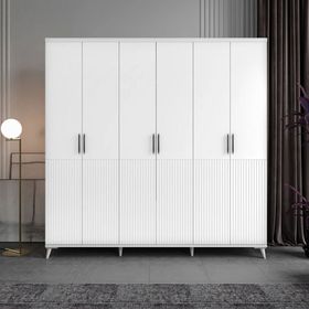 GuneyStore Zarif 6 Kapaklı Beyaz Gardırop