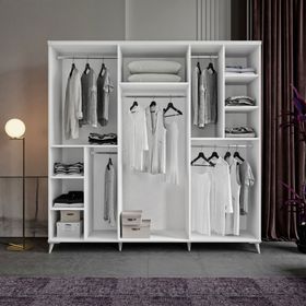 GuneyStore Zarif 6 Kapaklı Beyaz Gardırop