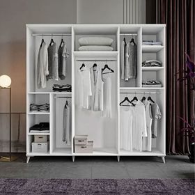 GuneyStore Zarif 6 Kapaklı Komple MDF Beyaz Gardırop