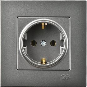 Günsan Çerçeve Hariç Eqona Metallic Füme Topraklı Priz