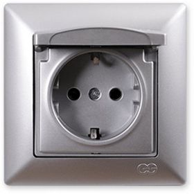 Günsan Elektrik 01281500-100117 Visage Kapaklı Gümüş Topraklı Priz