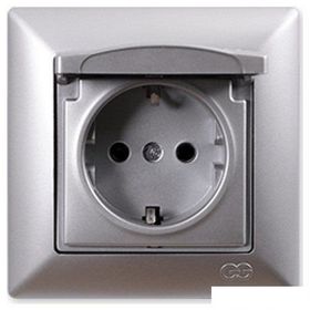 Günsan Elektrik 01281500-100117 Visage Kapaklı Gümüş Topraklı Priz