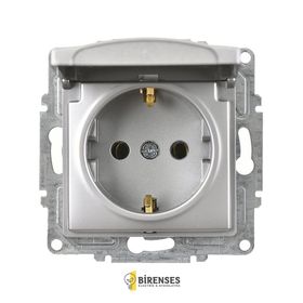 Günsan Elektrik 01281500-100117 Visage Kapaklı Gümüş Topraklı Priz